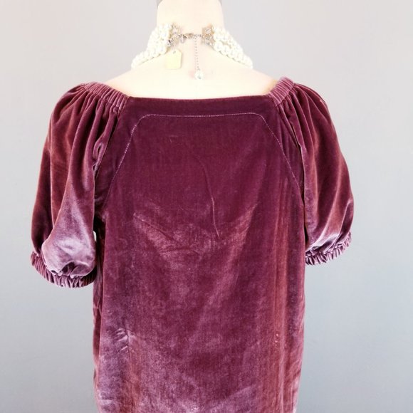 Rich Plum Velvet Blouse with Short Sleeves Women's Size Medium by Loft NEW w/Tag - Picture 8 of 10